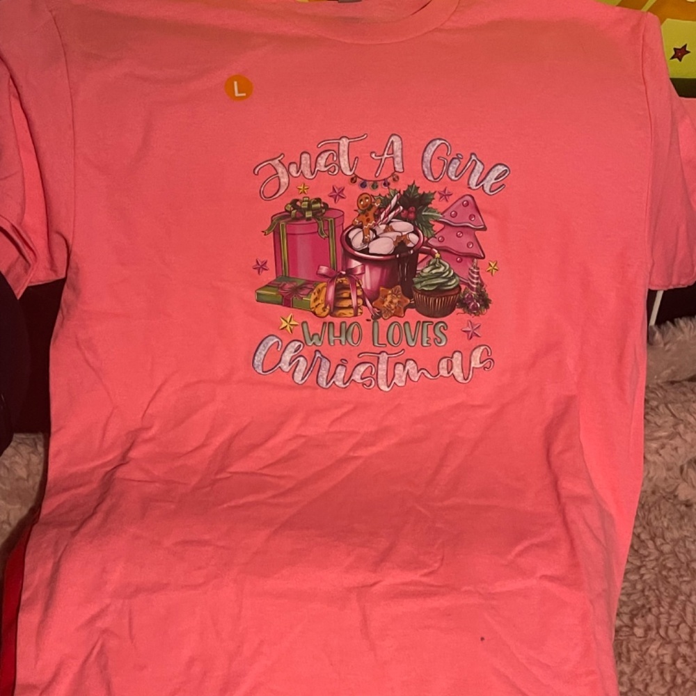 NWOT PINK CHRISTMAS SHIRT - Picture 2 of 2